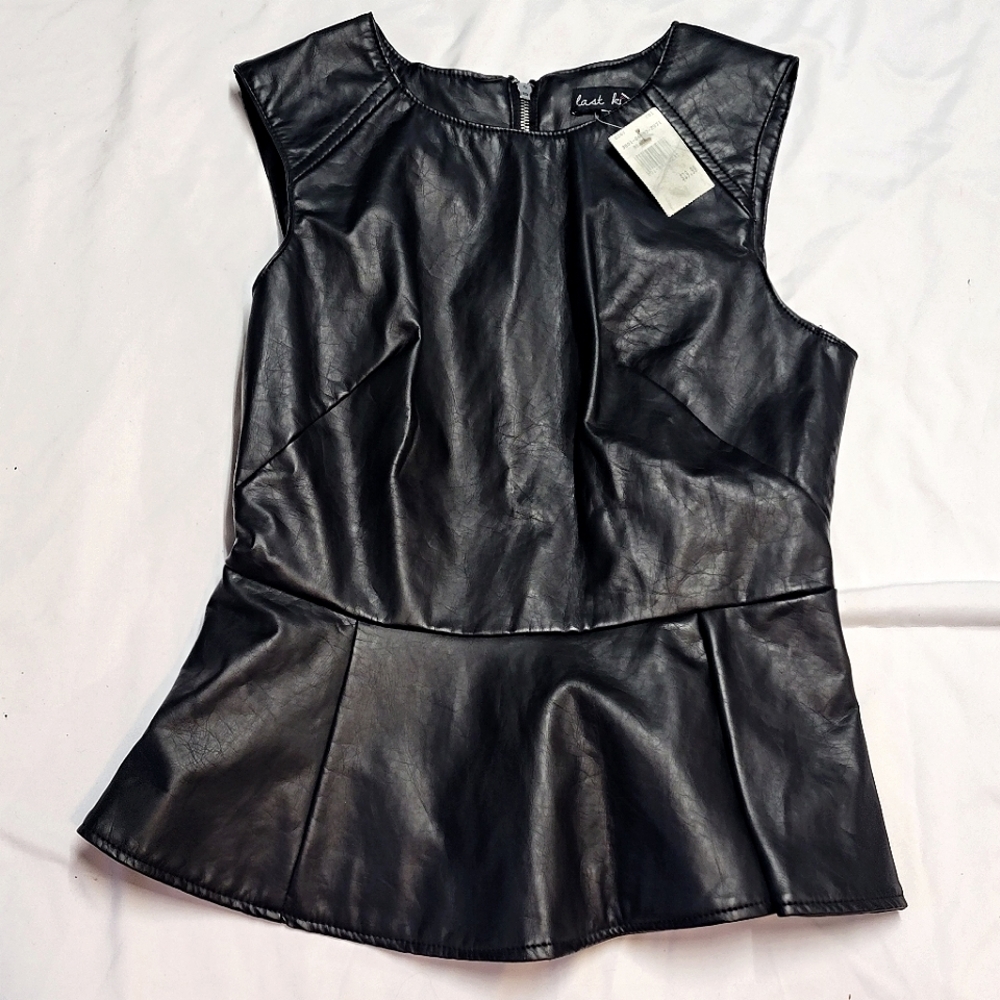 Fauc Leather Peplum Top